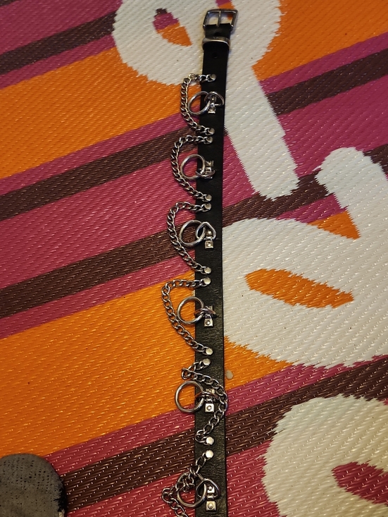 Vintage Black Leather Handmade Punk Belt main image 4